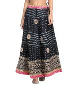 Black printed silk blend skirts