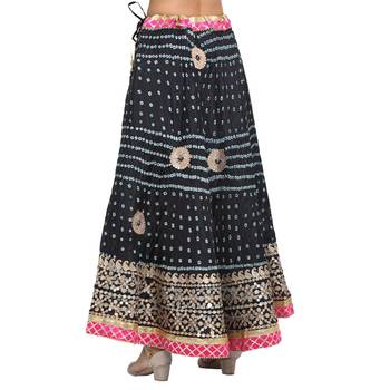 Black printed silk blend skirts 2