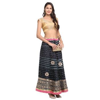 Black printed silk blend skirts 3