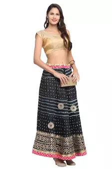 Black printed silk blend skirts