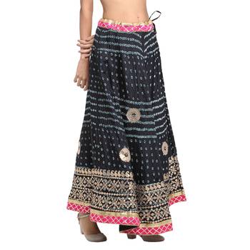 Black printed silk blend skirts 4