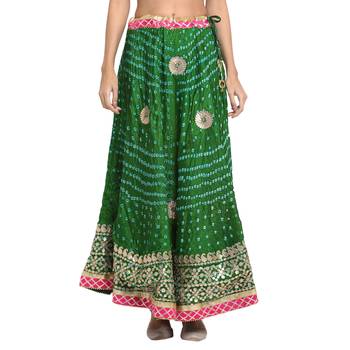 Green printed silk blend skirts 1