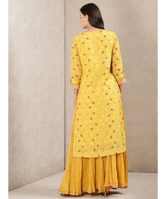 Yellow cotton printed stitched  Kurta &  sharara &  dupatta 4