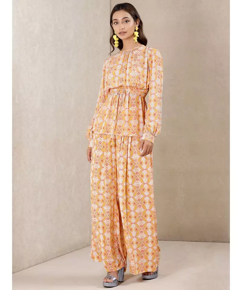 Orange Viscose  printed stitched  Kurta &  pant