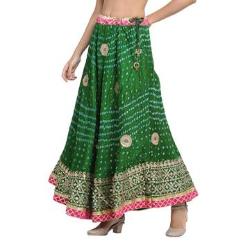 Green printed silk blend skirts 4