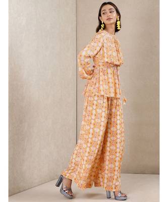 Orange Viscose  printed stitched  Kurta &  pant 3