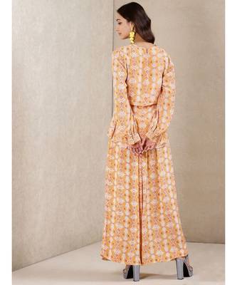 Orange Viscose  printed stitched  Kurta &  pant 4