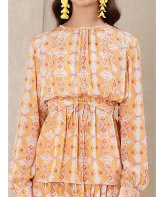 Orange Viscose  printed stitched  Kurta &  pant 5