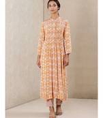 Orange Viscose  printed stitched  Kurta