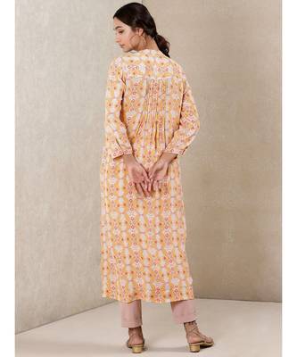 Orange Viscose  printed stitched  Kurta 4