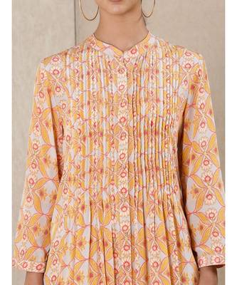 Orange Viscose  printed stitched  Kurta 5