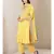 Yellow cotton embroidered stitched  Kurta &  trouser &  dupatta