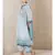 Blue cotton printed stitched  Kurta &  pant &  dupatta