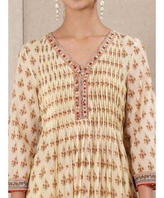 White cotton printed stitched  Kurta &  pant &  dupatta 5