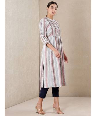 White cotton printed stitched  kurti by RITU KUMAR 3