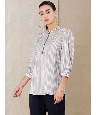 White cotton embroidered stitched  kurti 1