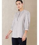 White cotton embroidered stitched  kurti