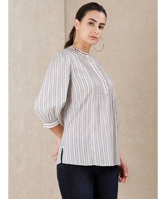 White cotton embroidered stitched  kurti 3