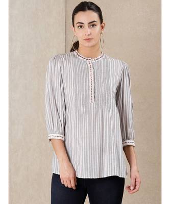 White cotton embroidered stitched  kurti 5