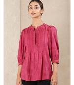 Red cotton embroidered stitched  kurti