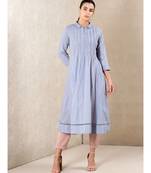 Blue cotton embroidered stitched  kurti