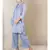Blue cotton embroidered stitched  kurti &  pant &  scarf
