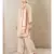 Beige cotton embroidered stitched  kurti &  pant &  scarf