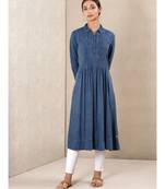 Blue Rayon  printed stitched  kurti