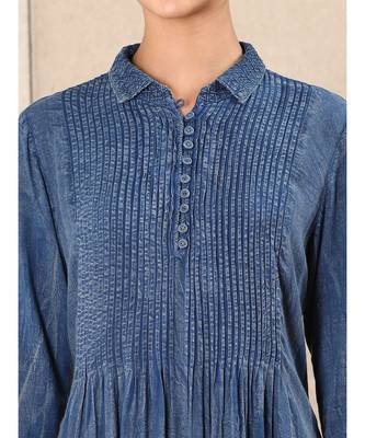 Blue Rayon  printed stitched  kurti 5