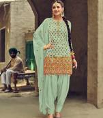  Pista Faux georgette with Squense work and Embroidey Patiala Suit