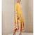 Yellow cotton printed stitched   dress