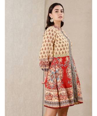 White cotton printed stitched   dress 2