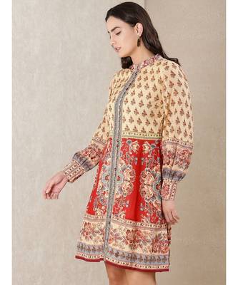 White cotton printed stitched   dress 3