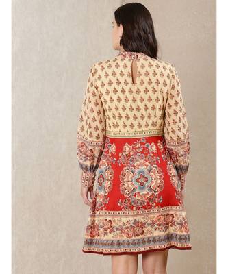 White cotton printed stitched   dress 4