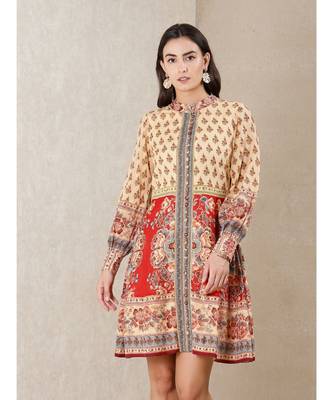 White cotton printed stitched   dress 5