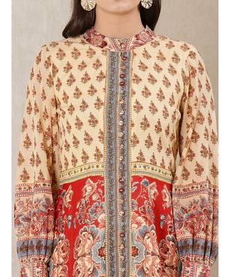 White cotton printed stitched   dress 6