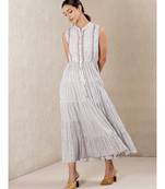 White cotton Embroidered stitched   dress