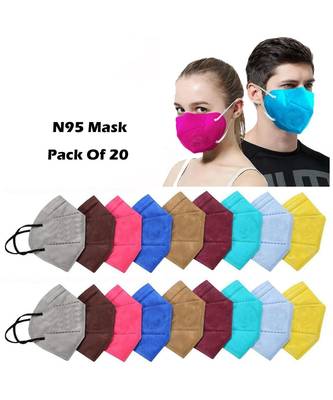 Favon Multi Colored Non Woren Solid N95 Mask Pack Of 20 1