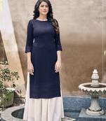 Blue Color Chikan With Sequence Work Pure Rayon Women's Kurti