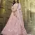 Peach Thread and Sequins embroidered georgette semi stitched lehenga