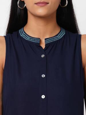 Blue plain viscose rayon DRESS 5