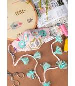 Payal Singhal Pink Ikat Star Print Crepe Embroidered Mask With Detachable Chain Tassels