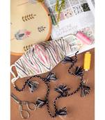 Payal Singhal White Colour Crepe Souk Embroidered Mask With Detachable Chain Tassels