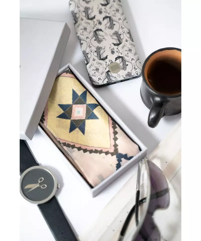 Men by  Men Blush Mosaic Diamond print silkmul Pocket Square for Men