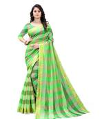 light green Cotton saree with blouse piece