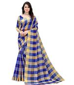 blue Cotton saree with blouse piece