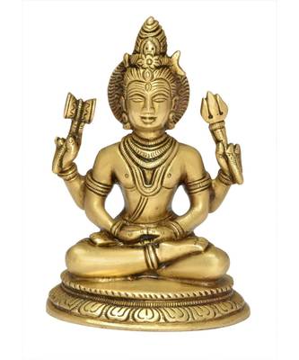 Brass Lord Shiva Meditation Statue for Home   Temple  Office Decorative Showpiece - 12.5 cm  (Brass  Gold) 1