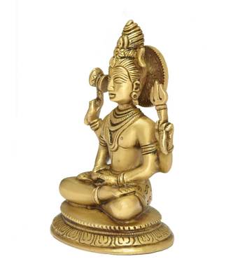 Brass Lord Shiva Meditation Statue for Home   Temple  Office Decorative Showpiece - 12.5 cm  (Brass  Gold) 2