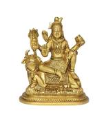 Brass Lord Shiva Sitting With Nandi Decorative Showpiece - 11.2 cm  (Brass  Gold)
