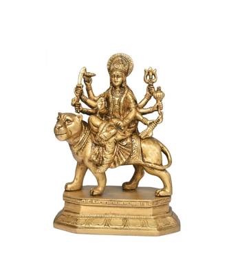 Brass Durga Maa Murti Decorative Showpiece - 15.5 cm  (Brass  Gold) 1